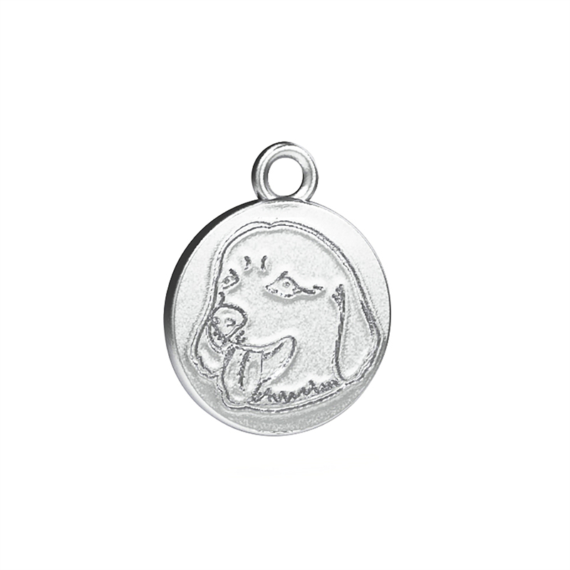 Votum 925 Original Sterling Silver Round Pet Charm Pendant with Animal Pet Pattern Photo Letters Custom Collar Charms Pendants