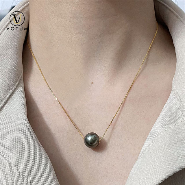 Votum Tahitian Black Pearl Pendant Charm Beads 18K Real Gold Cultured Pearls Custom Fine Jewelry Unisex Elegant Gift Unisex