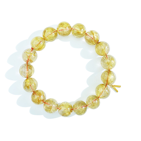 Votum Natural 13mm Golden Rutilated Quartz Beads Bracelet