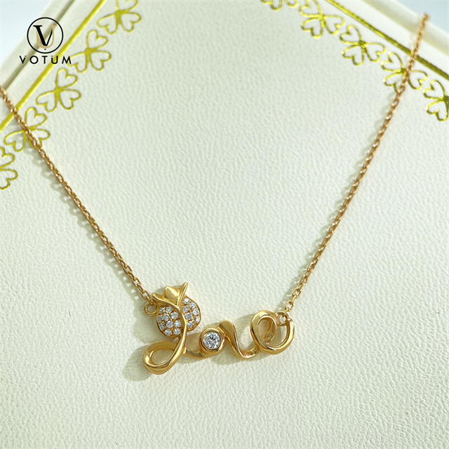 VOTUM Love Flower Shape Diamonds Chain Neckalce Gift for Girl