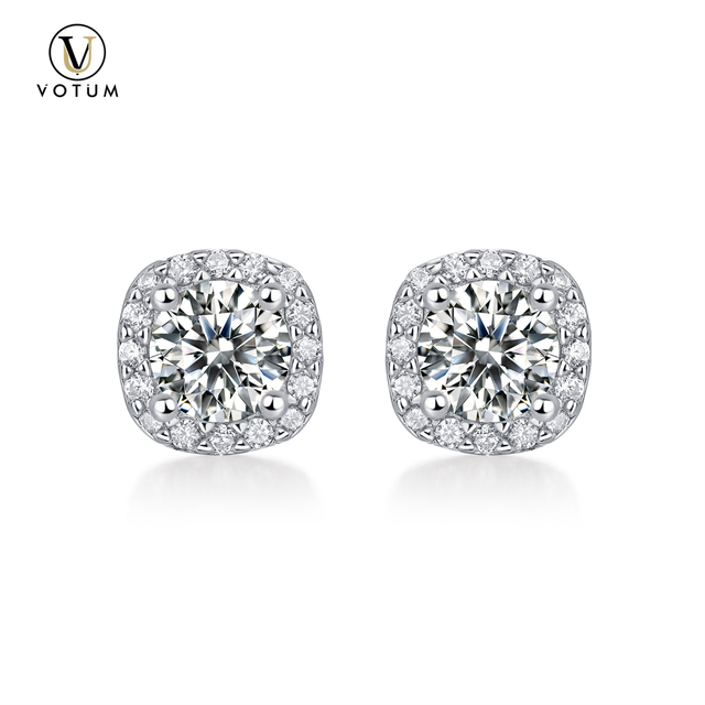 Votum Wholesale 925 Sterling Silver 0.5carat Sparking Moissanite Lab Grown Diamond Stud Earrings with 18K Gold Plated Handmade Hiphop Jewelry Accessories