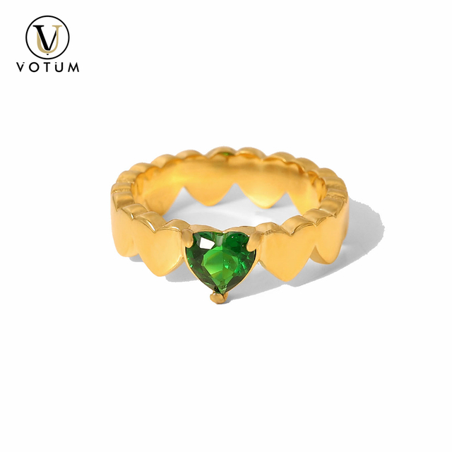 Votum Factory Wholesale Heart Shape Natural Crystal Ring with 925 Silver Fashion 18K Gold Plated Custom Semi Gemstone Fine Jewelry Jewellery Accessories