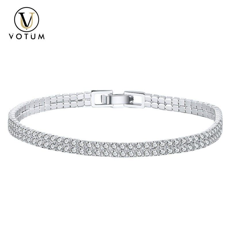 Votum OEM Gold Plated Moissanite Tennis Bracelet with S925 Sterling Silver Custom Chain Diamond Jewelry