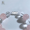 Votum Triple Moon Charm with Rose Clear Quartz Beaded Bracelet