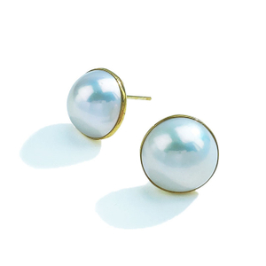 12-13mm Freshwater Natural Mabe Pearl Earrings Stud