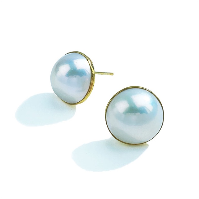 12-13mm Freshwater Natural Mabe Pearl Earrings Stud
