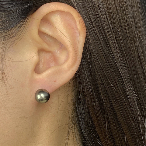 VOTUM Cultured Tahitian Black Pearl Earring Stud