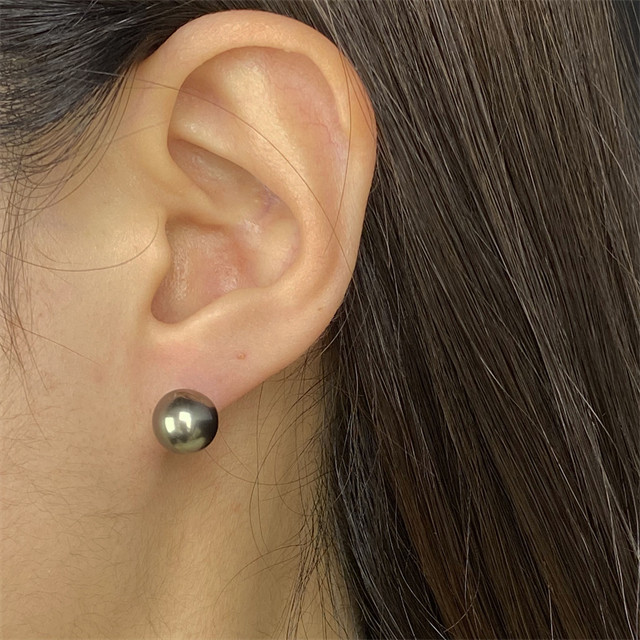 VOTUM Cultured Tahitian Black Pearl Earring Stud