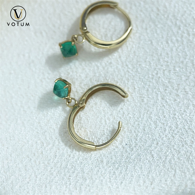 Votum Original Au750 Emerald Earrings Hoops Women Drop Dangle Earring Real 18K Gold Gemstone Custom Gift Luxury Fine Jewelry