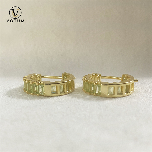 Votum Natural Peridot Stone Tennis Earrings Hoops 925 Silver Earring Vermeil Gold Custom Fine Jewelry 