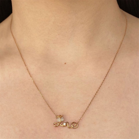 VOTUM Love Flower Shape Diamonds Chain Neckalce Gift for Girl
