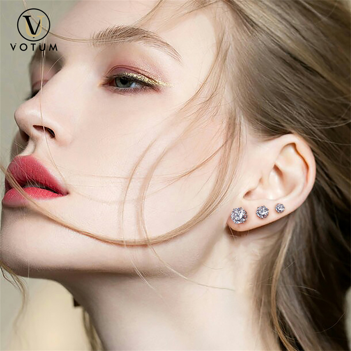 Votum Factory Wholesale 9K Solid Gold Stud Earrings with Sparking Lab Grown Diamonds Custom Men′s Hiphop Fine Jewelry Jewellery Accessories