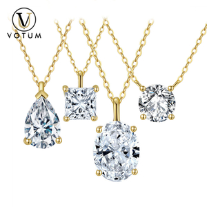 Votum OEM Wholesale Fashion 14K Real Solid Gold GRA Sparking Moissanite Diamonds Necklace for Wedding Engagement Anniversay Women Accessories Custom Jewelry