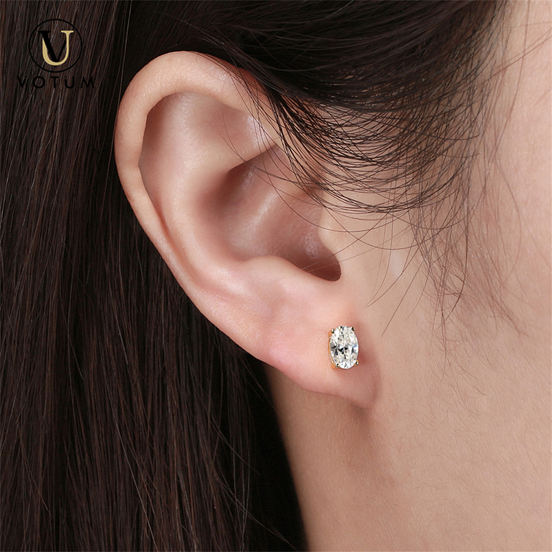 Votum Fashion Women 9K Real Gold Moissanite Custom Diamonds Stud Earrings Luxury Jewellery Earring Jewelry