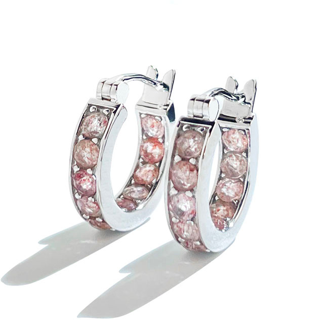 VOTUM Natural Straberry Quartz Stone Hoop Earring