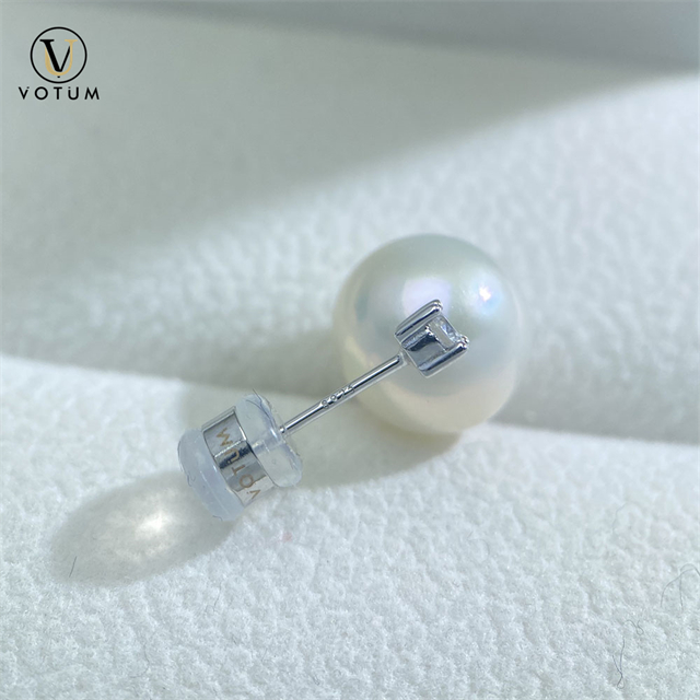 VOTUM Origin 11-12mm Kasumi Pearl Earring Stud with Moissanite Stone