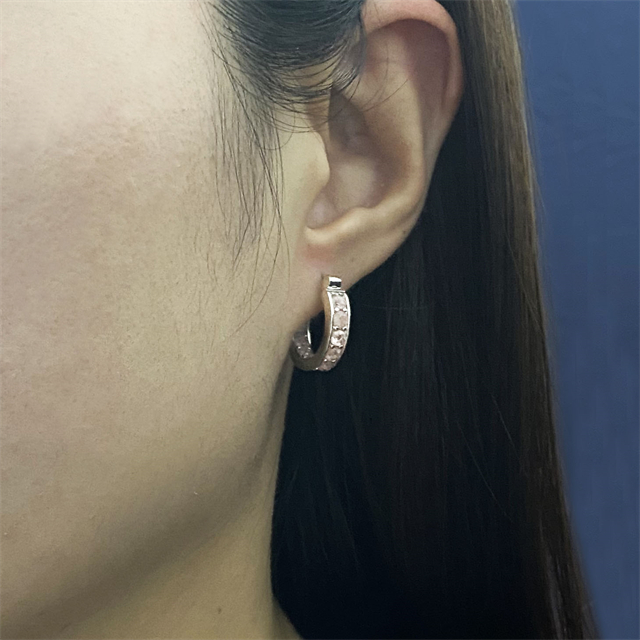 VOTUM Natural Straberry Quartz Stone Hoop Earring