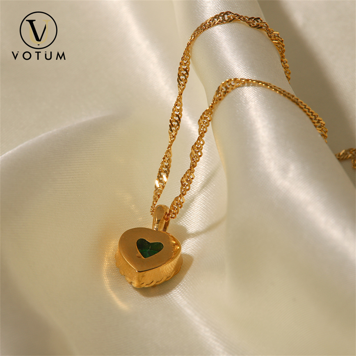 Votum Wholesale Natural Crystal Heart Pendant Chain Necklace with Semi Gemstone 925 Sterling Silver 18K Gold Plated Custom Fine Jewelry Jewellery Accessories