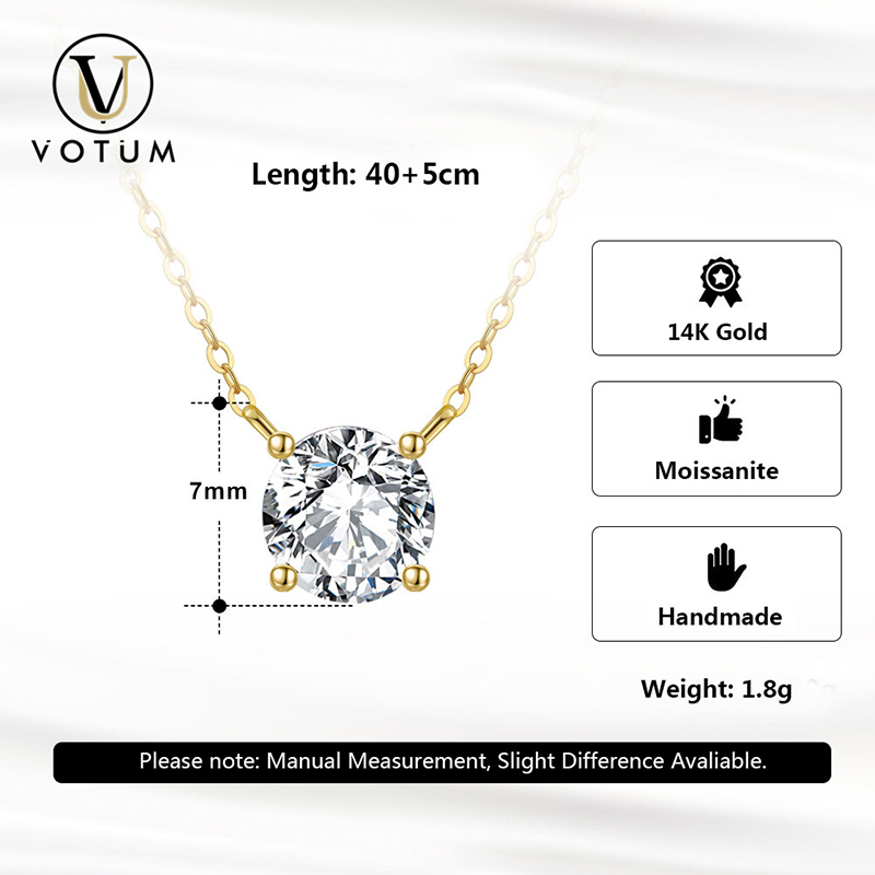 Votum 14K Real Gold Moissanite Diamond Wedding Jewelry Gift Necklace