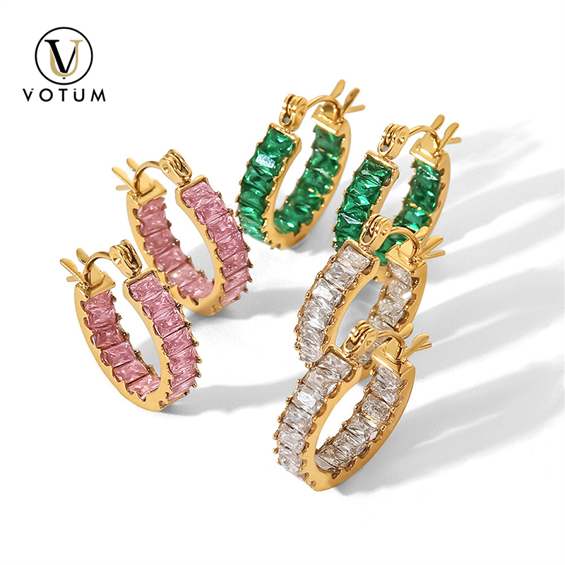 Votum Natural Crystal 18K Gold Plated s925 Sterling Silver Fashion Hoop Earring Wholesale Women Custom Handmade Jewelry