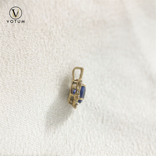 Votum Au750 Real Cornflower Sapphire Stone Diamonds Pendant Charm for Necklace 18K Gold Luxury Blue Gemstone Custom Fine Jewery