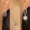 3in1 Cultured White Pearls Hoop Drop Earrings