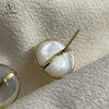 Votum Au750 12-13mm Freshwater Natural Mabe Pearl Earrings with 18K Gold for Women Custom White Pearls Big Earring Fine Jewelry