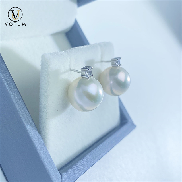 VOTUM Origin 11-12mm Kasumi Pearl Earring Stud with Moissanite Stone