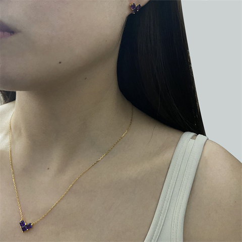 VOTUM Origin Amethyst Necklace Earring Stud Jewelry Set