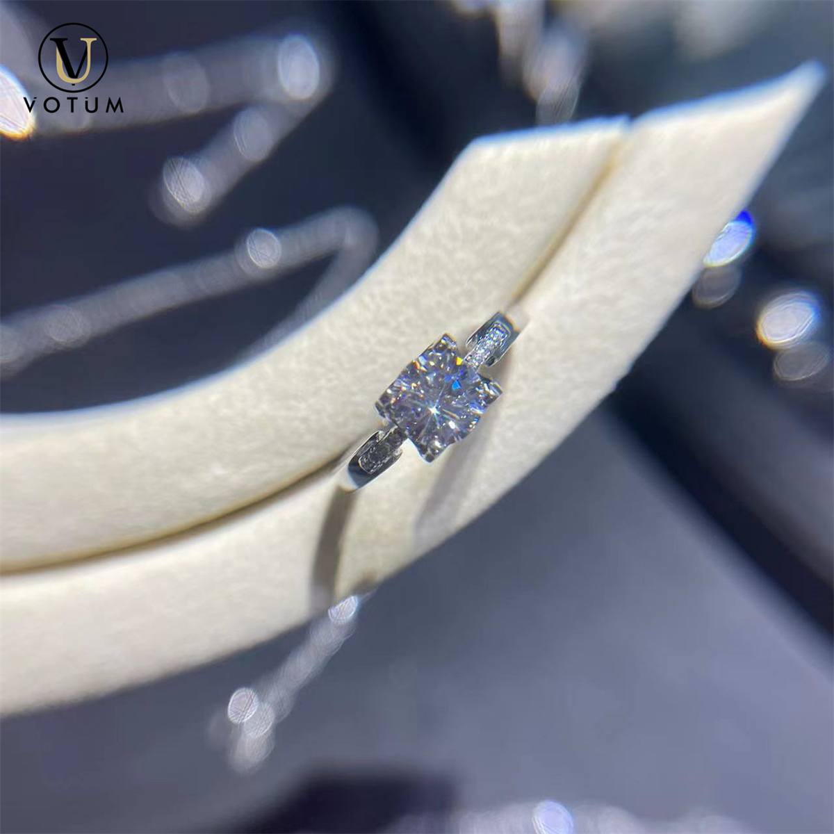 Votum Wholesale 18K Gold Plated Brilliant Cut Moissanite Wedding Engagement Sparking Diamond Ring with 925 Silver Factory Custom Jewellery Fine Jewelry