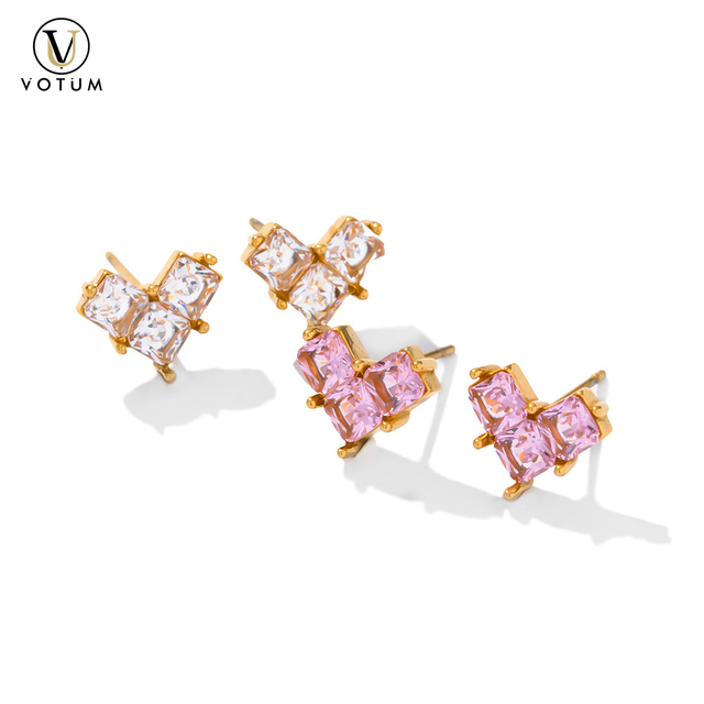 Votum Fashion Wholesale Natural Crystal Heart Stud 925 Silver Earring with Semi Gemstone Factory Custom 18K Gold Plated Fine Jewelry Jewellery Accessories