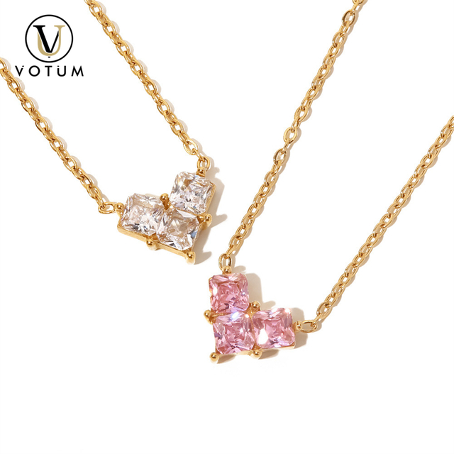 Votum Factory Fashion 925 Silver Natural Crystal Heart Semi Gemstone Pendant Chain Necklace with 18K Gold Plated Wholesale Fine Jewelry Jewellery Accessories