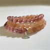 Votum Orange Moonstone Strawberry Quartz Beaded Bracelet with 925 Sterling Silver Moon Shaped Charm