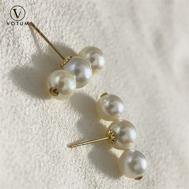 Votum 18K Gold 6-7mm Akoya Pearl Earring Stud Trency Au750 Pearls Earrings Custom Fine jewelry Luxury Jewellery Gift for Women