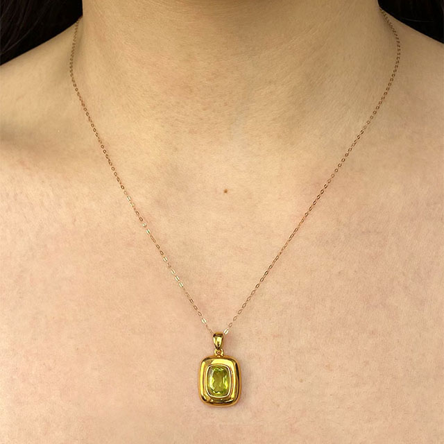 18K Gold Peridot Pendant Charm for Necklace