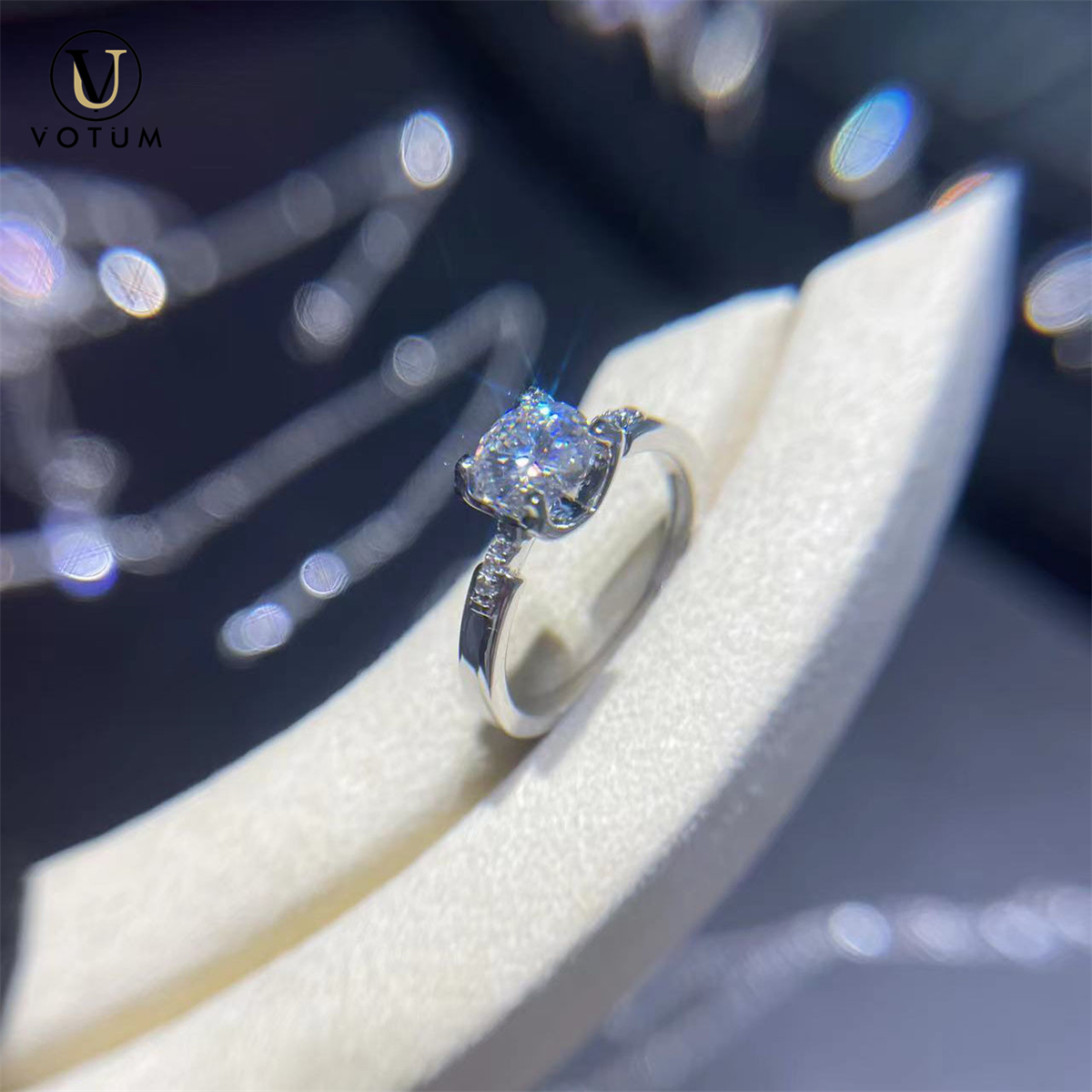 Votum Wholesale 18K Gold Plated Brilliant Cut Moissanite Wedding Engagement Sparking Diamond Ring with 925 Silver Factory Custom Jewellery Fine Jewelry