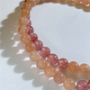 Votum Orange Moonstone Strawberry Quartz Beaded Bracelet with 925 Sterling Silver Moon Shaped Charm