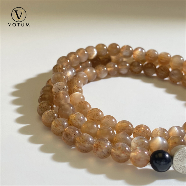 Votum Sterling Silver Tree of Life Charm with Golden Elestial Quartz Black Tourmaline Beads Bracelet