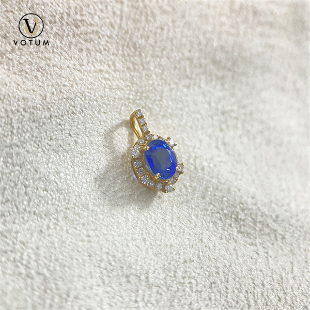 Votum Au750 Real Cornflower Sapphire Stone Diamonds Pendant Charm for Necklace 18K Gold Luxury Blue Gemstone Custom Fine Jewery