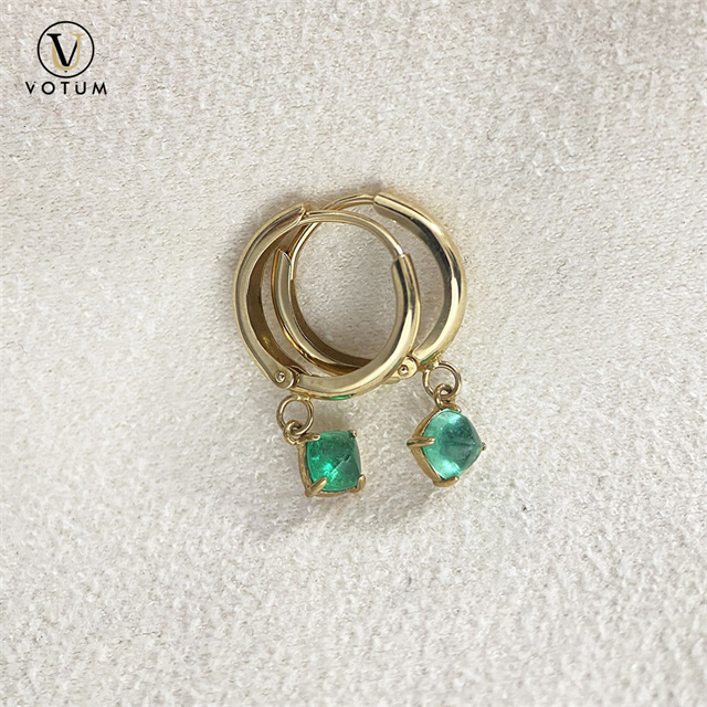 Votum Original Au750 Emerald Earrings Hoops Women Drop Dangle Earring Real 18K Gold Gemstone Custom Gift Luxury Fine Jewelry