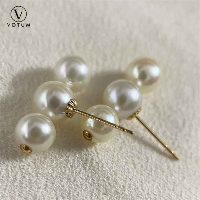 Votum 18K Gold 6-7mm Akoya Pearl Earring Stud Trency Au750 Pearls Earrings Custom Fine jewelry Luxury Jewellery Gift for Women