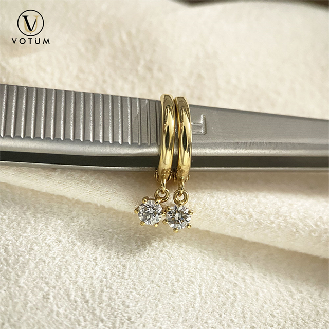 Votum Real Diamonds 18K Gold Drop Earrings Huggies Original Au750 Hoops Earring Dangle Women Luxury Custom Gift Fine Jewelry