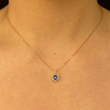 18K Gold Cornflower Sapphire Stone Diamonds Pendant