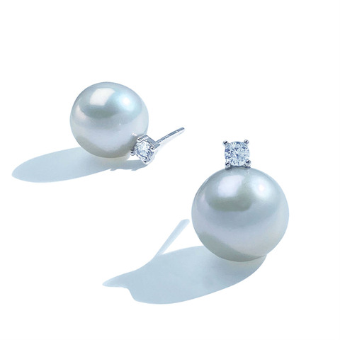 VOTUM Origin 11-12mm Kasumi Pearl Earring Stud with Moissanite Stone