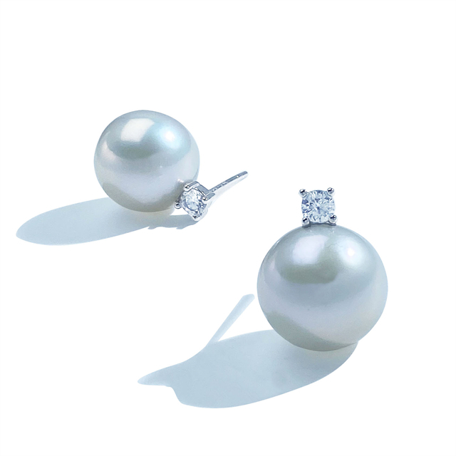 VOTUM Origin 11-12mm Kasumi Pearl Earring Stud with Moissanite Stone