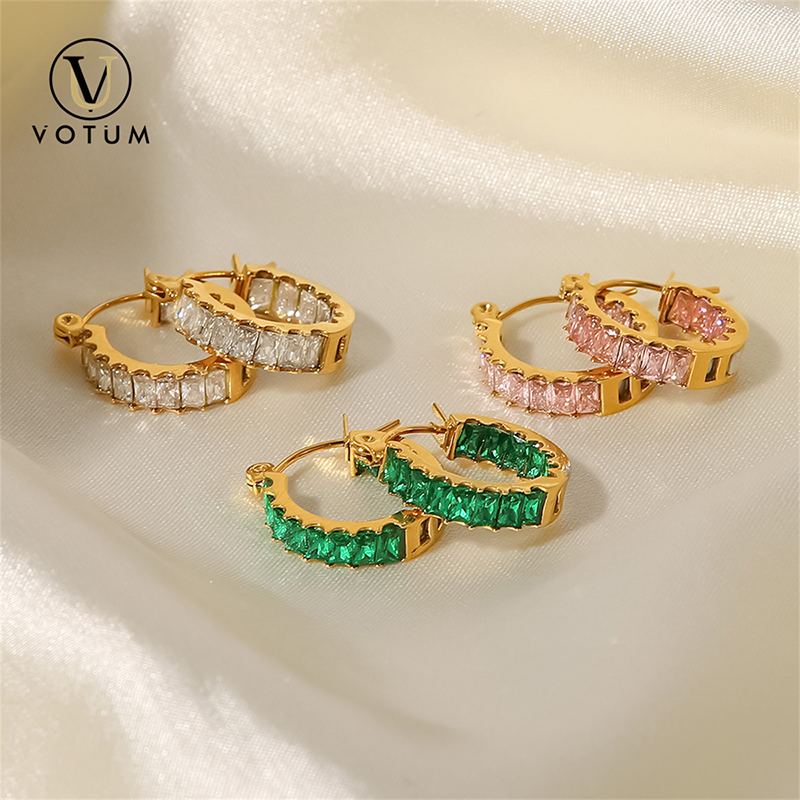 Votum Natural Crystal 18K Gold Plated s925 Sterling Silver Fashion Hoop Earring Wholesale Women Custom Handmade Jewelry