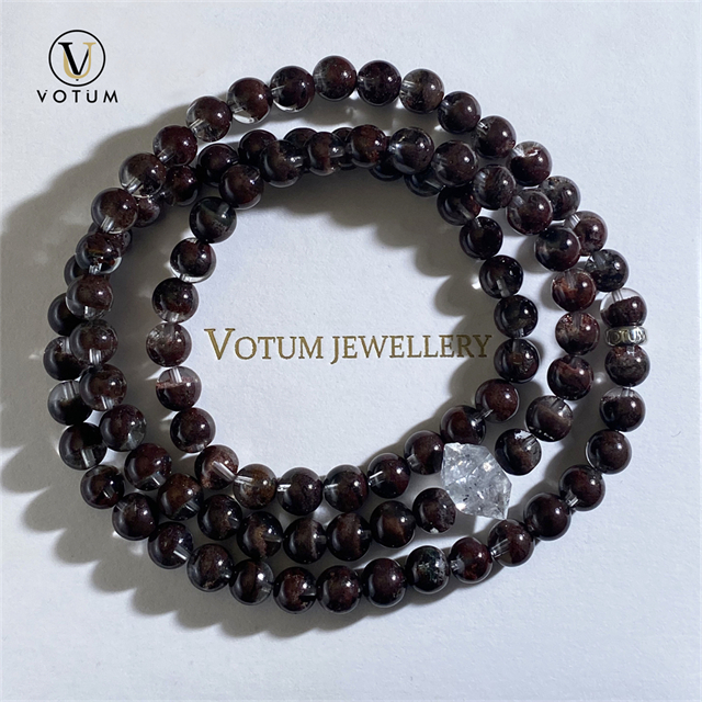 Votum Double Terminated Quartz Red Phantom Quartz Beaded Bracelet