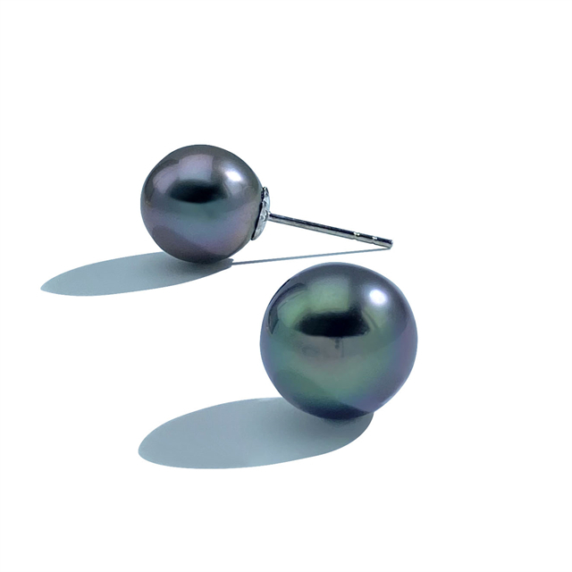 VOTUM Cultured Tahitian Black Pearl Earring Stud