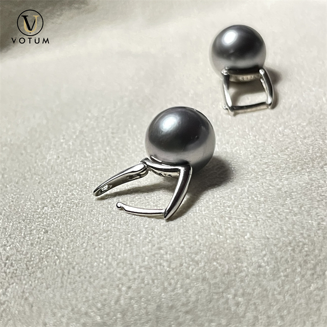 Votum 925 Silver Tahitian Gray Pearl Earring Hoops Cultured South Sea Pearls Earrings hanging Women Luxury Custom Fine Jewelry