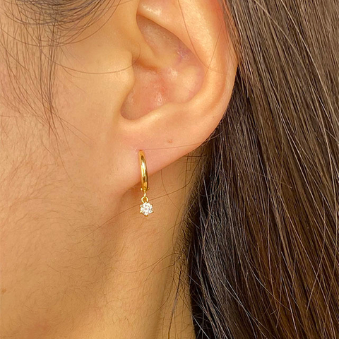 Real Diamonds 18K Gold Huggies Hoop Earring